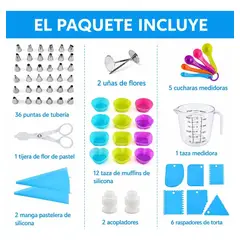 GENERICO - Kit de Repostería 63 Piezas para Decoración de Tortas y