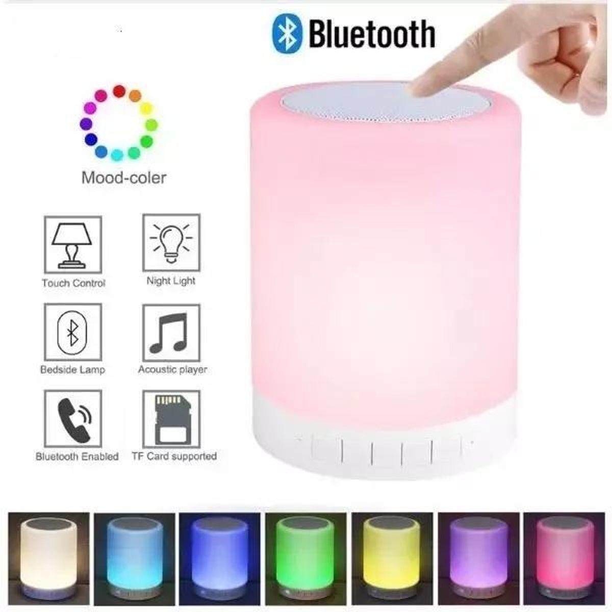 GENERICO - Parlante Bluetooth Recargable con Luz y Control Táctil