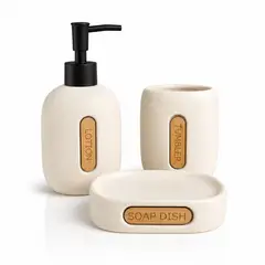 COLETTE - Set de Accesorios de Baño 3 Piezas Cerámica Harmony