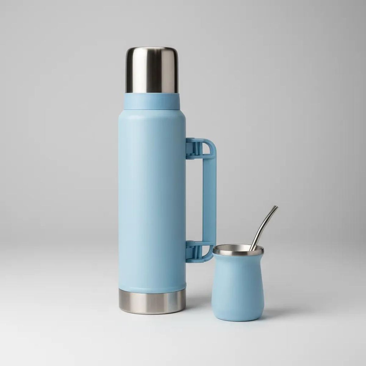 GENERICO - Set termo 1,2L con mate 160ml y bombilla acero inoxidable