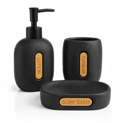 COLETTE - Set de Accesorios de Baño 3 Piezas Cerámica Harmony Black