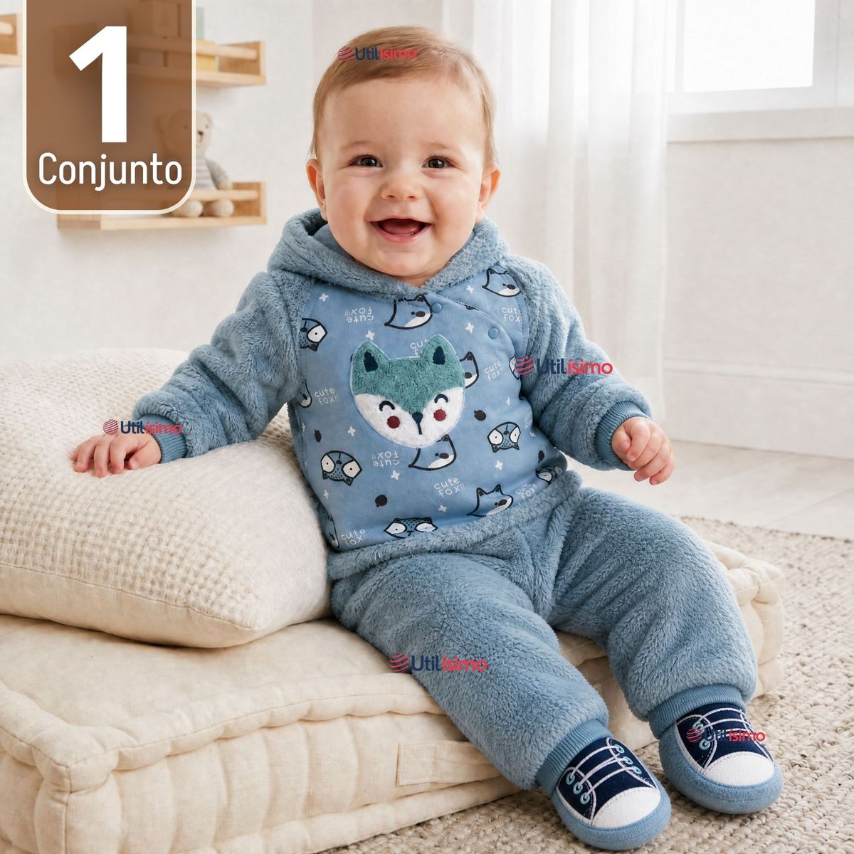 TEDMIMAK - Conjunto 2 Piezas Buzo Polerón Con Capucha Térmico Algodón Tedmimak Niño Bebé