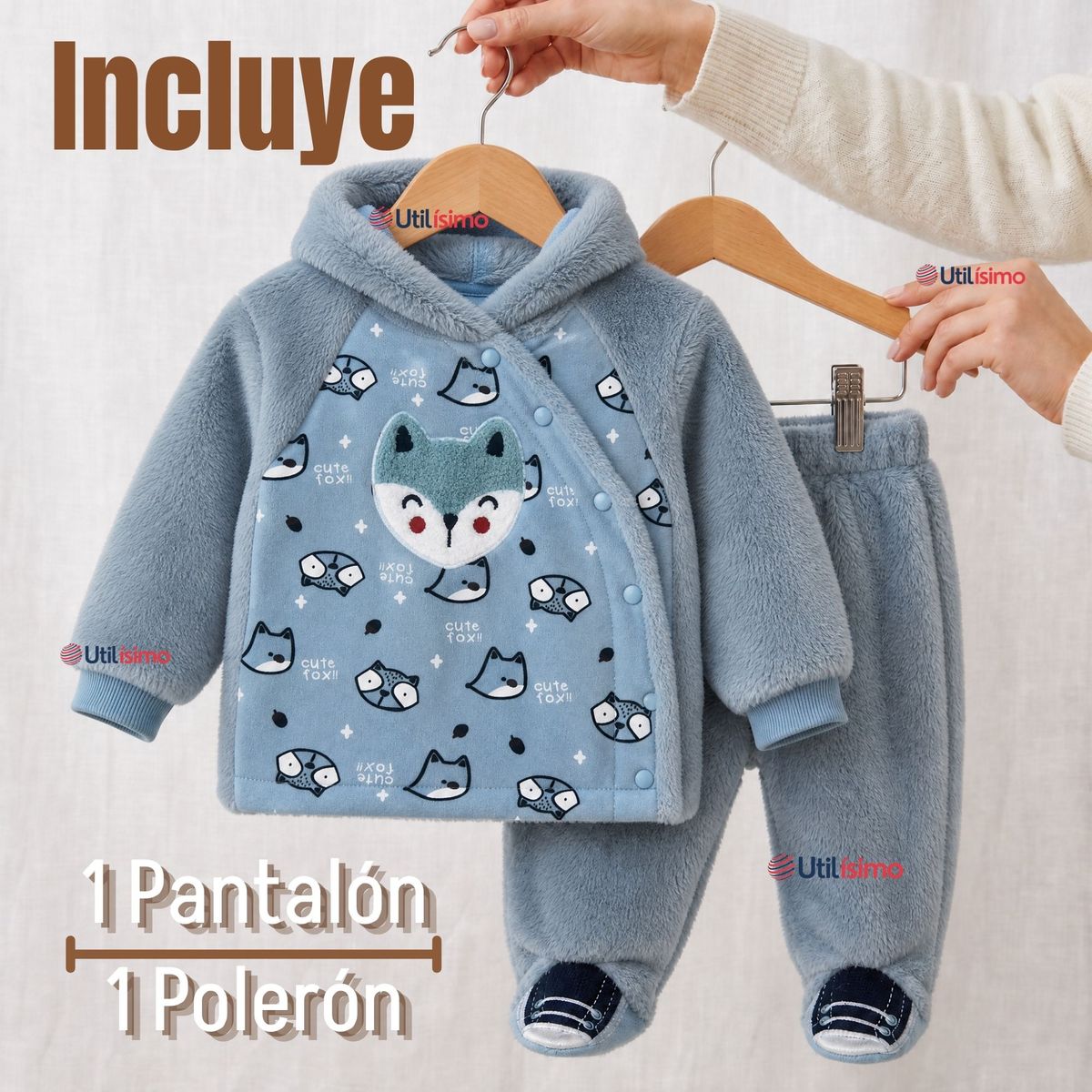 TEDMIMAK - Conjunto 2 Piezas Buzo Polerón Con Capucha Térmico Algodón Tedmimak Niño Bebé