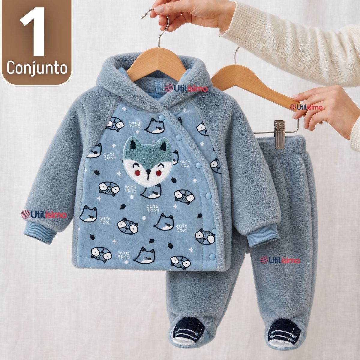 TEDMIMAK - Conjunto 2 Piezas Buzo Polerón Con Capucha Térmico Algodón Tedmimak Niño Bebé