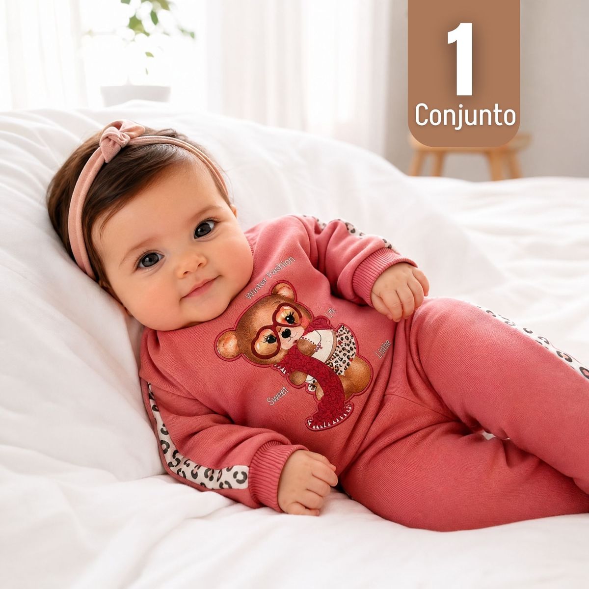 TEDMIMAK - Conjunto 3 Piezas Buzo Pantalón Polerón Body Algodón Tedmimak Bebé Niña