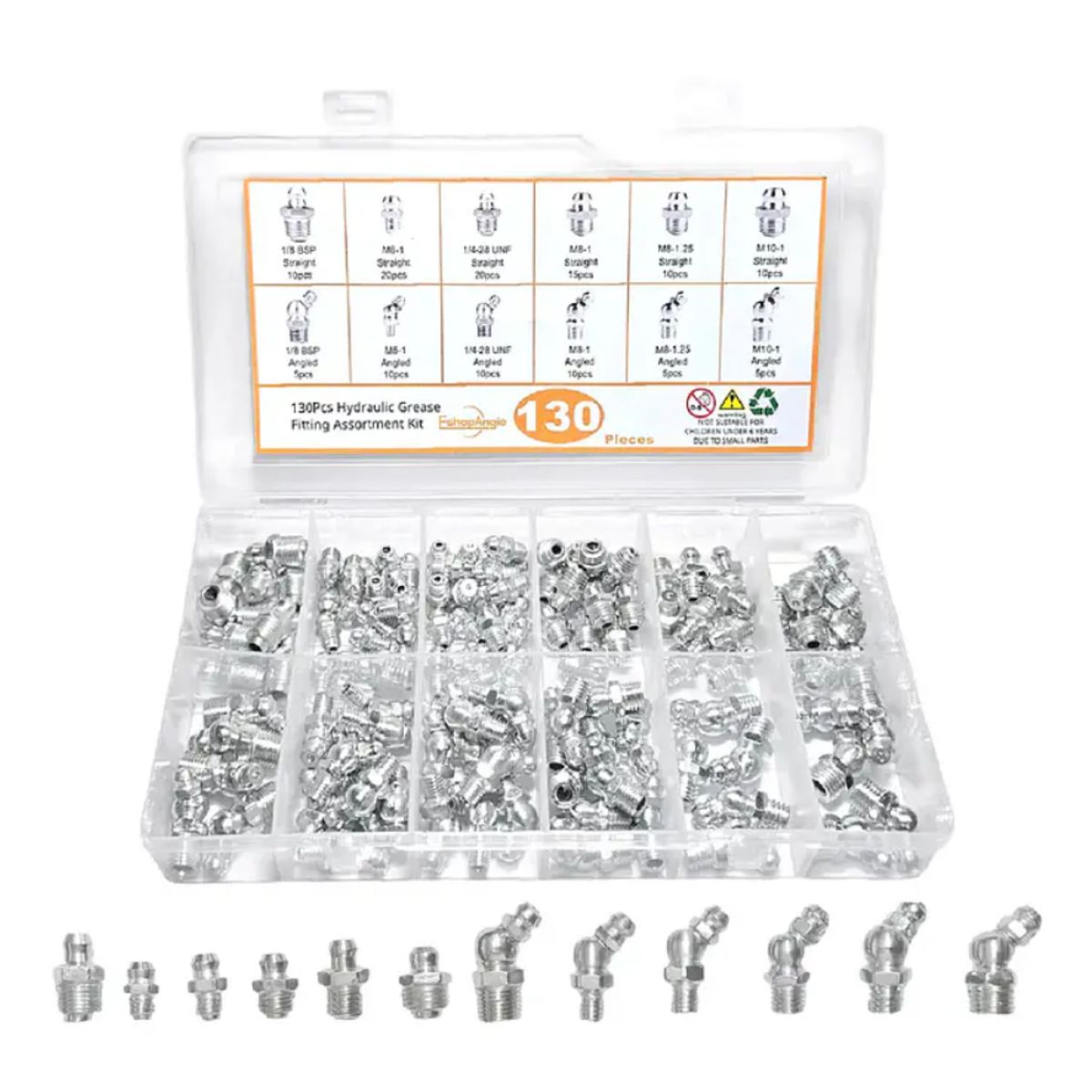 GENERICO - 130pcs Surtido De Boquillas Graseras Hidráulicas Engrase