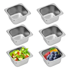 GENERICO - Pack 6 Bandeja Deposito Gastronomico Acero Inox 18x11x6 1/9