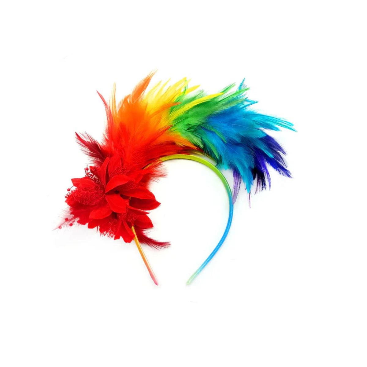 GENERICO - Cintillo Pluma Arcoiris 1 Unidad Accesorio Fiesta Pride Diversidad Disfraz