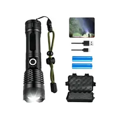 GENERICO - Linterna Led Zoom Tactica Recargable Potentes Impermeable Blanco Negro Labg