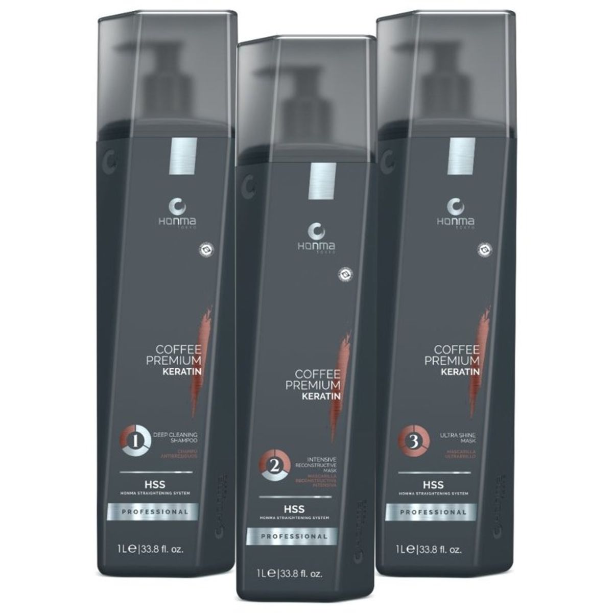 HONMA TOKYO - Alisado Coffee Premium Honmatokyo 3 pasos 1000 ml.