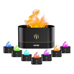 KUANGYE - 180 ML Humidificador Aromaterapia Flame Con Efecto Llama y Apagado Automático,Llama de 7 colores