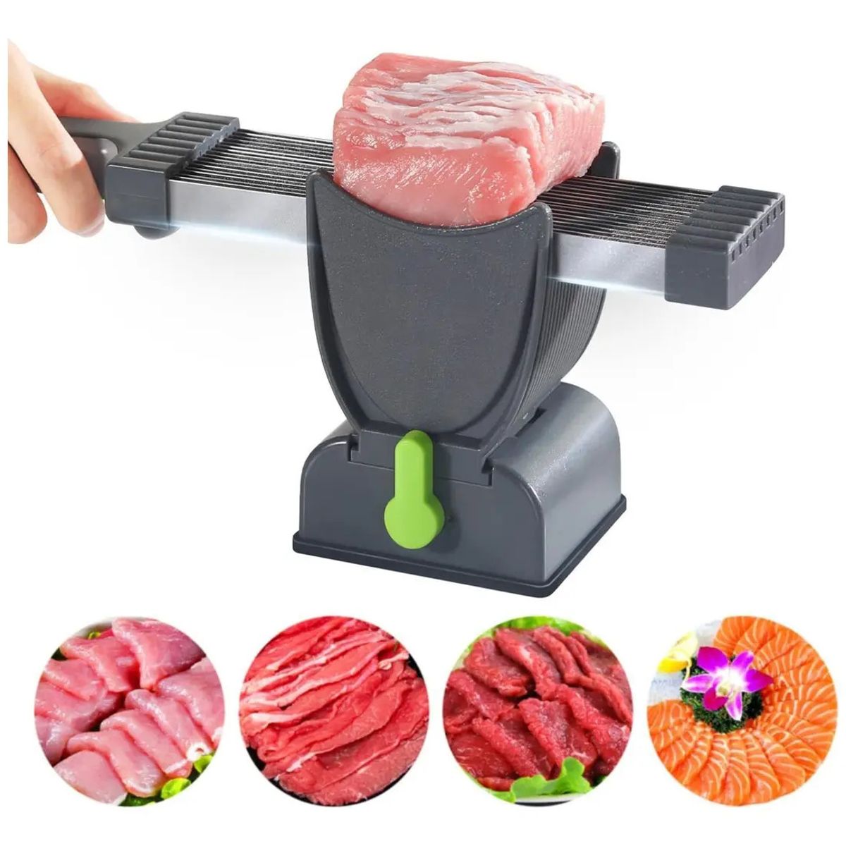 IRM - Cortadora manual de carne fresca rebanadora de alimentos cocina acero inoxidable tierna rebanadas