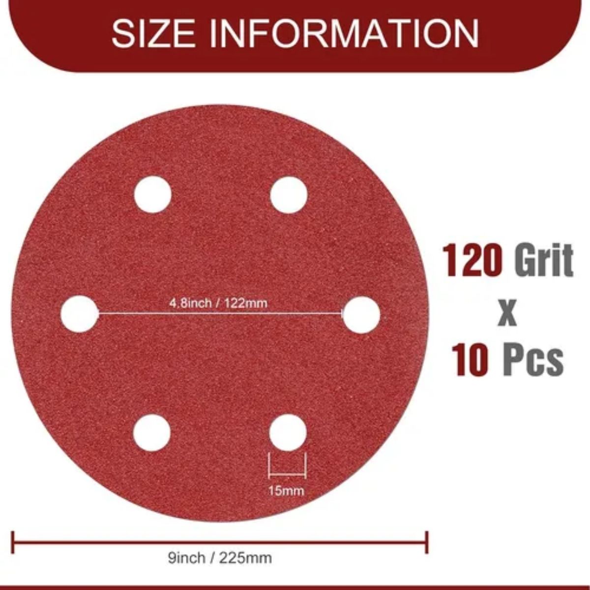 GENERICO - 10 Unidades Disco Lija Velcro 225mm Grano 120 , 9pulgadas