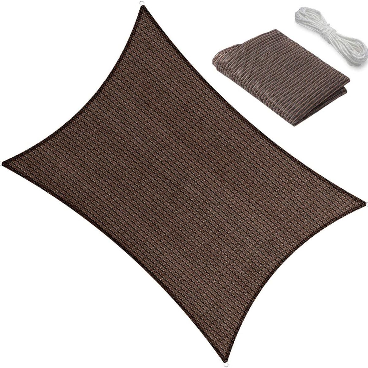 KUANGYE - Toldo Vela Cuadrada 5x5m de Malla Sombreadora con Protección UV Color Chocolate