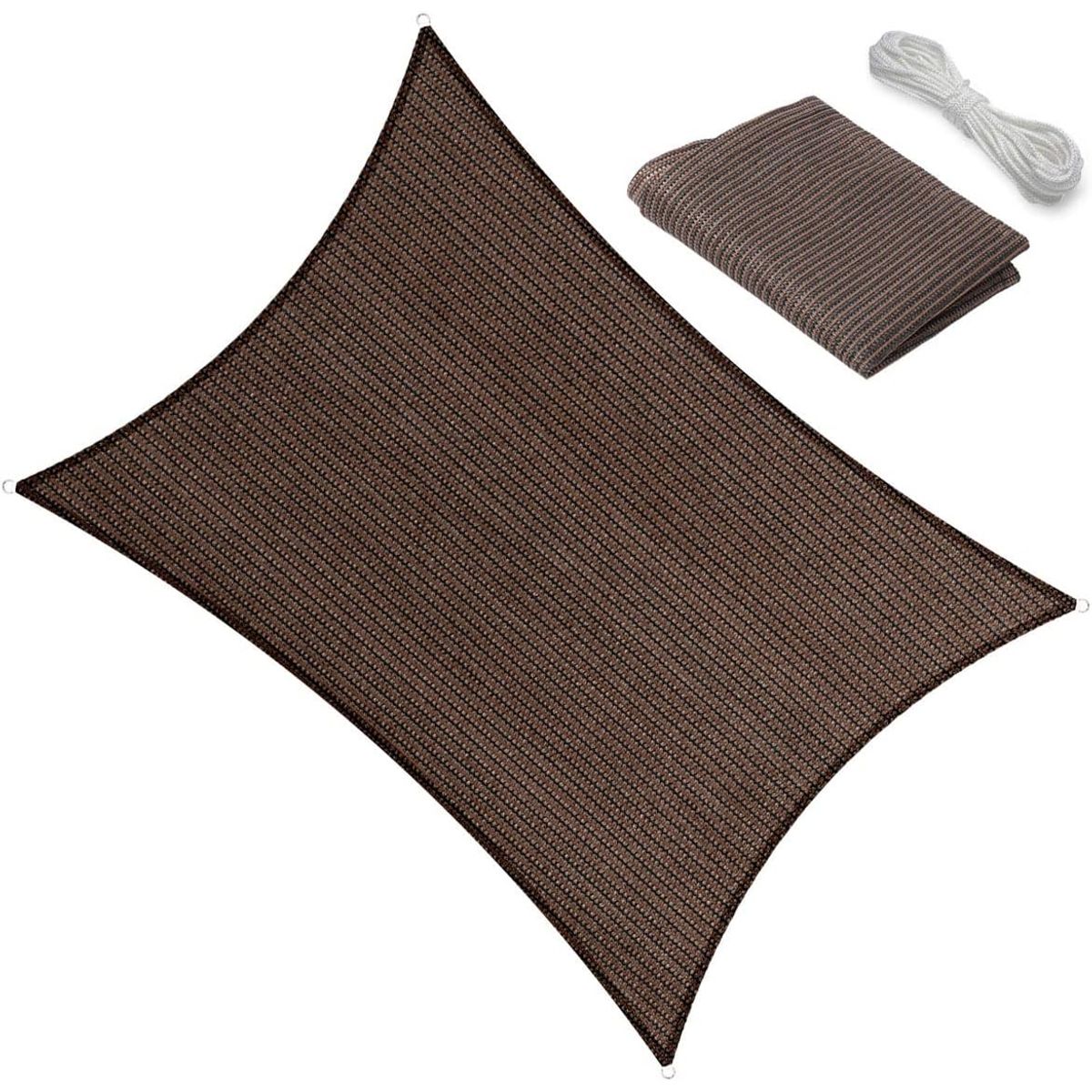 KUANGYE - Toldo Vela Cuadrada 5x5m de Malla Sombreadora con Protección UV Color Chocolate