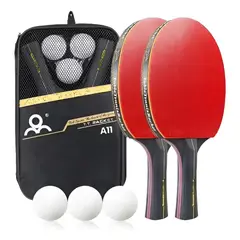GENERICO - Set Raquetas de Ping Pong de Alto Rendimiento +3 pelotas de ping pong. Pala de Calidad Profesional