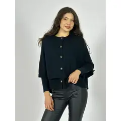 ENIGMATICA BOUTIQUE - Sweater Lana Abotonado tipo Poncho