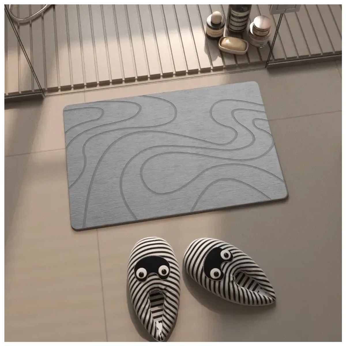 KUANGYE - Piso Alfombra De Baño Piedra Diatomita Secado Rápido Ducha