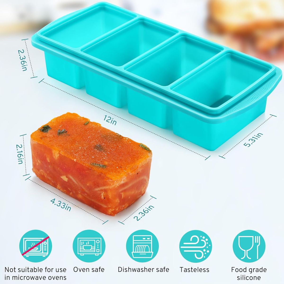 KUANGYE - Molde Y Bandejas Silicona Para Hielo Con Tapa Para Alimentos
