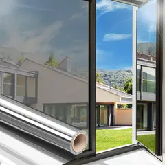 GENERICO - Vinil para Ventana Plata 100cm x 6mts, Espejo Unidireccional Lámina Protector Solar Privacidad