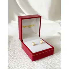 MALLORCA - Aros De Perla Clasico Base Enchapada En Oro 18k 6mm