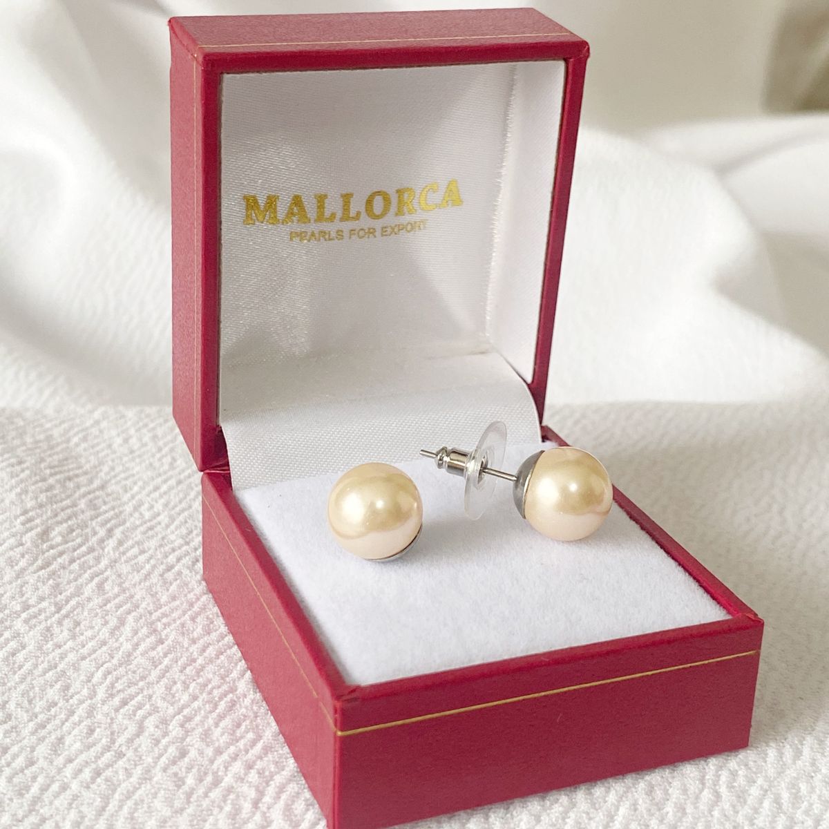 MALLORCA - Aros De Perla Mallorca Clasico 10mm Con Base De Acero316l