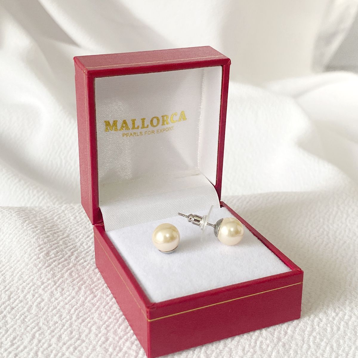 MALLORCA - Aros De Perla Mallorca Clasico 8mm Con Base De Acero316l