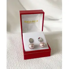 MALLORCA - Aros Colgante Perla Rosa Con Base De Acero316l 10mm