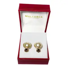 MALLORCA - Aros De Perla 12mm Baño De Oro 18 Kl Y Circon