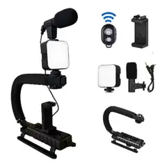 GENERICO - Kit Estabilizador para Celular con Luz, Micrófono y Cont.