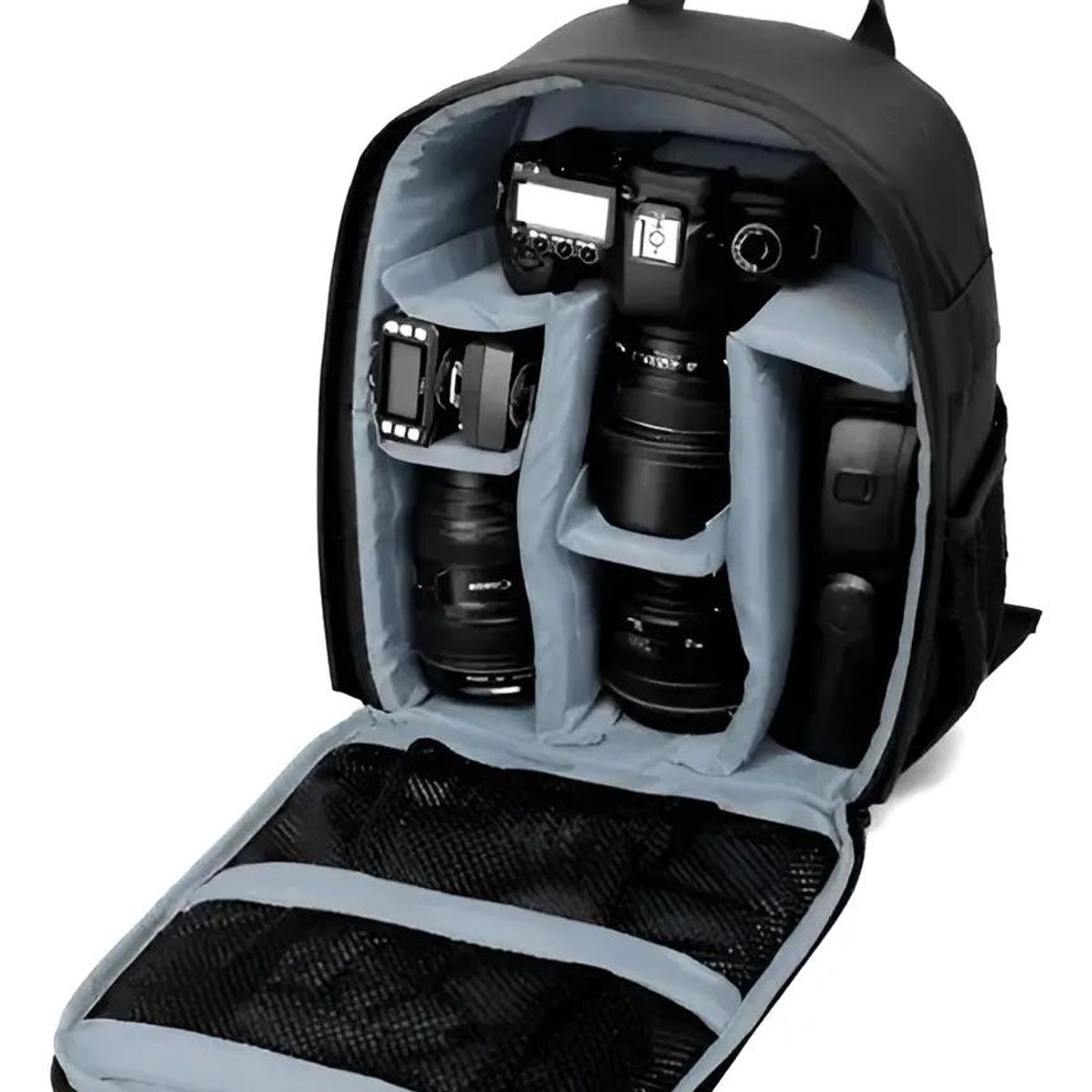 GENERICO - Bolso Mochila Gris para Cámara DSLR y Mirrorless Impermeb