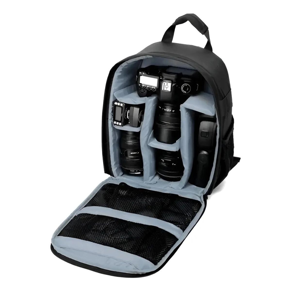 GENERICO - Bolso Mochila Gris para Cámara DSLR y Mirrorless Impermeb