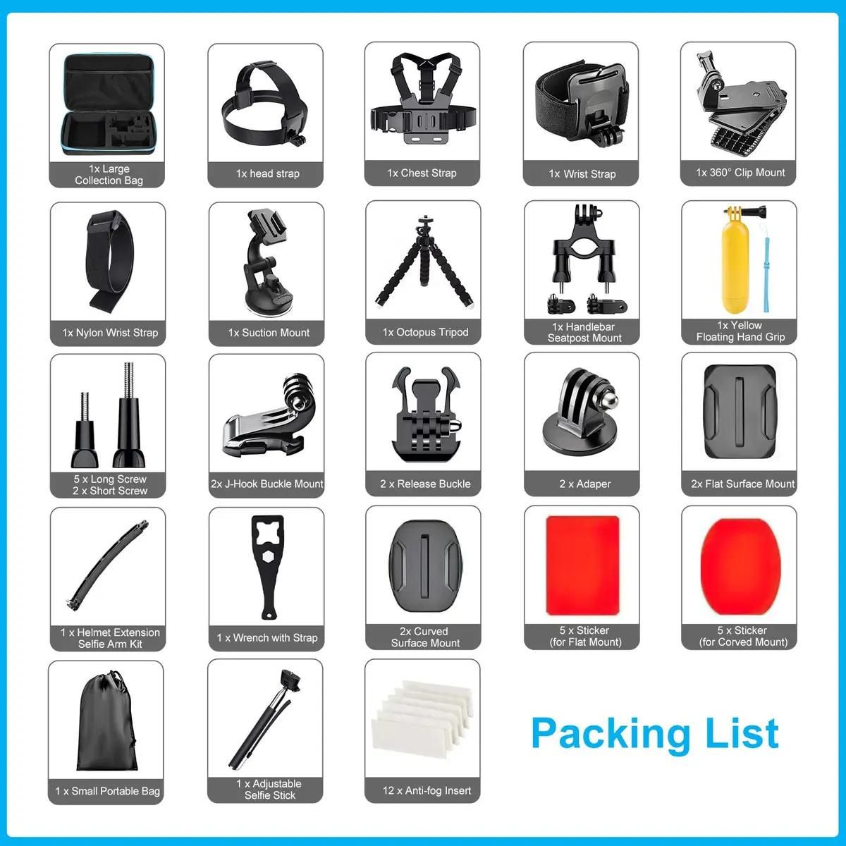 GENERICO - Kit de accesorios para cámara de acción compatible