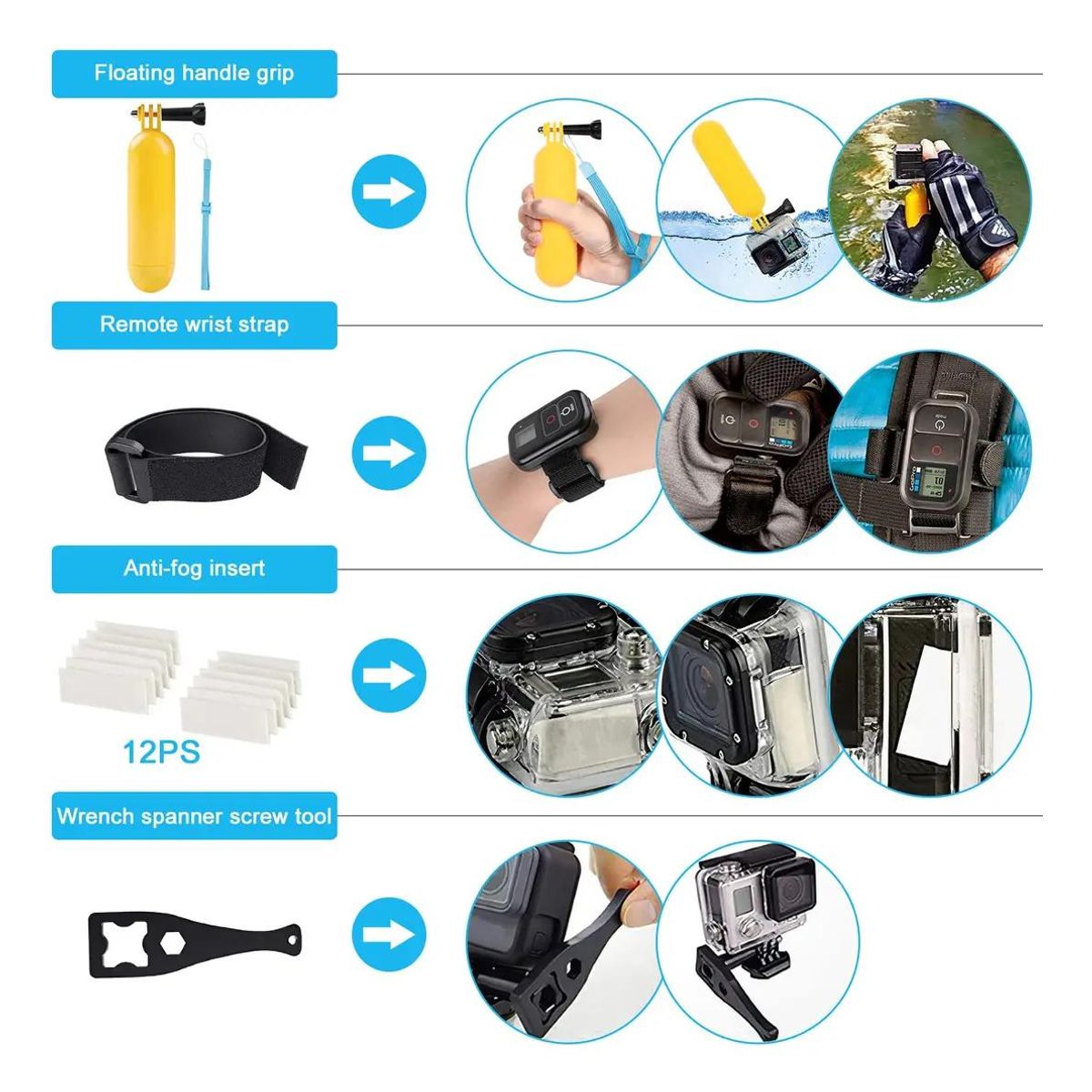 GENERICO - Kit de accesorios para cámara de acción compatible