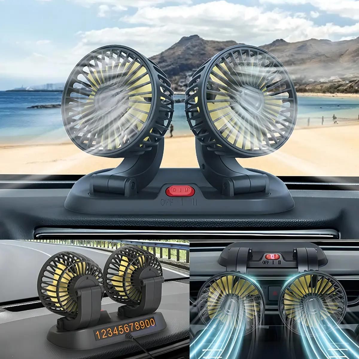 GENERICO - Mini ventilador USB doble de sobremesa portátil