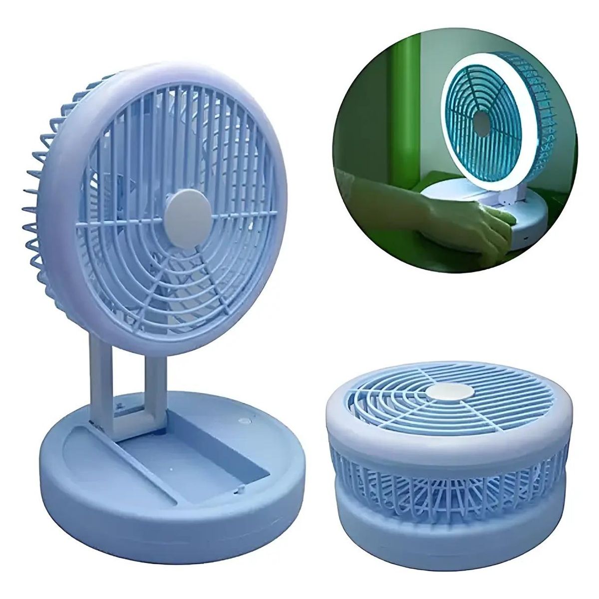 GENERICO - Ventilador Recargable 5 Pulgadas 3 Velocidades Azul