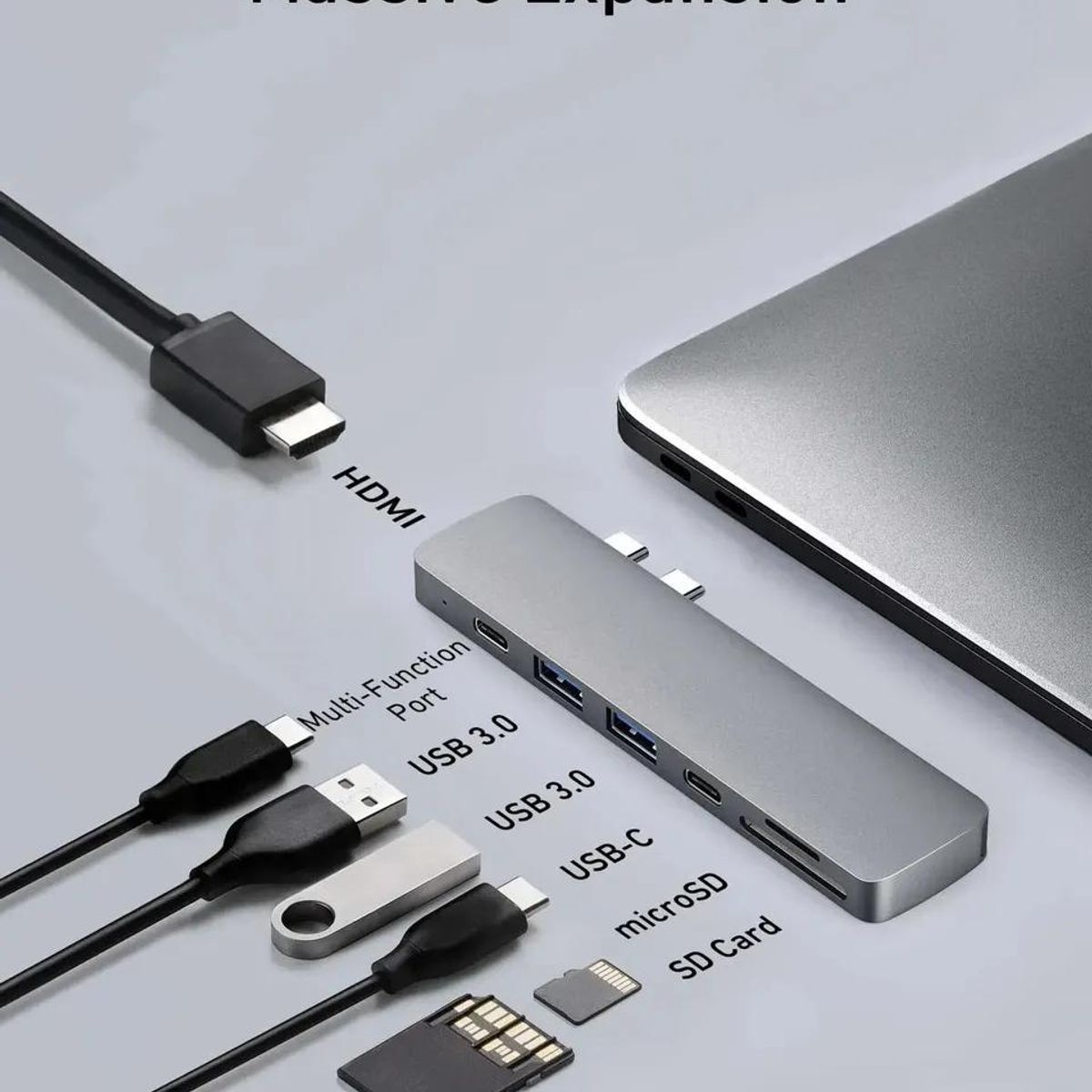 GENERICO - Hub USB-C 7 en 1 con HDMI 4K y lector SD/TF