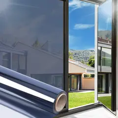 GENERICO - Vinil para Ventana 50cm x 5mts Plata azul,Espejo Unidireccional Lámina Protector Solar Privacidad