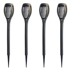 GENERICO - Pack 4 Estacas Solares Antorcha Fuego Impermeable
