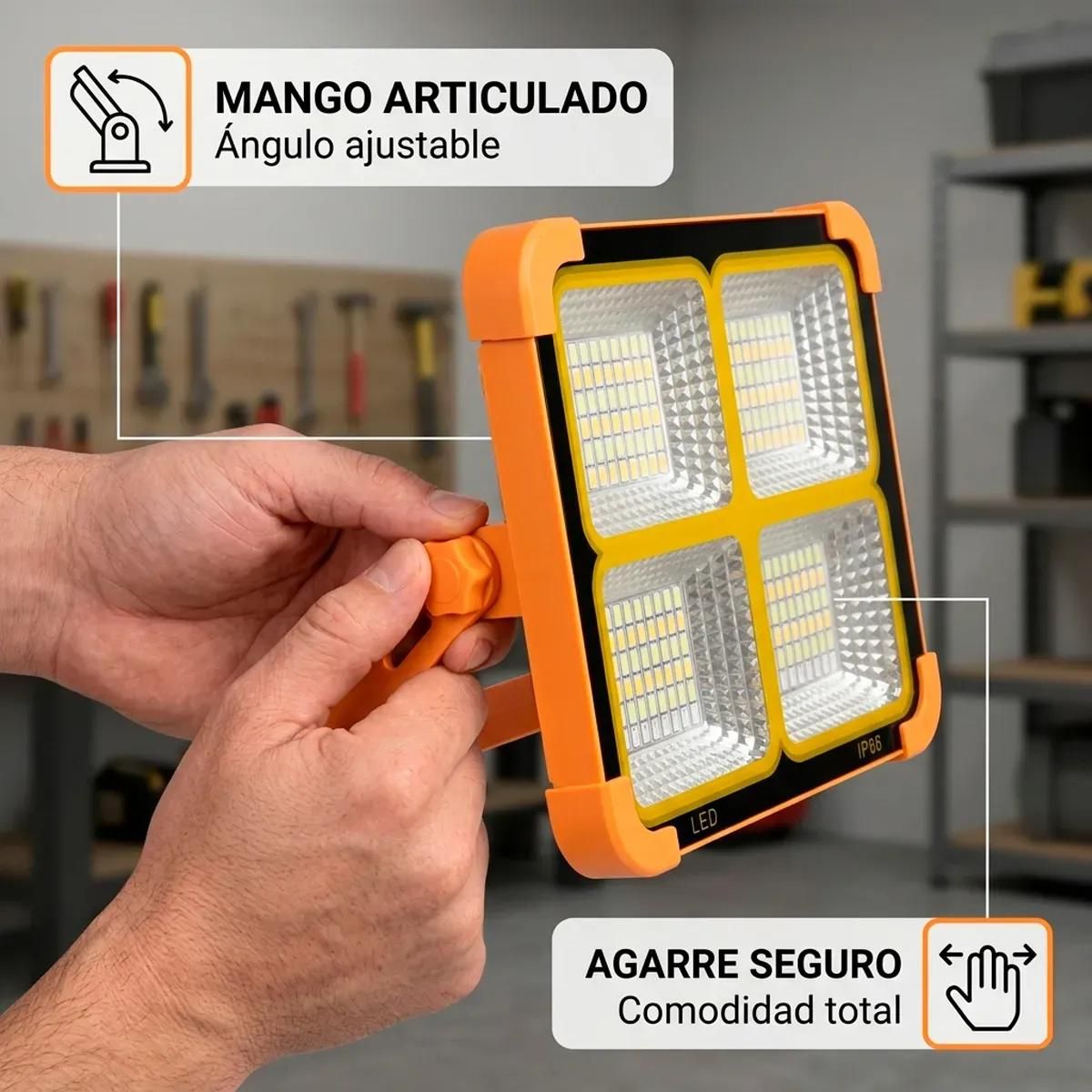 GENERICO - Foco Solar Reflector LED Portátil 1000W con Batería Rec