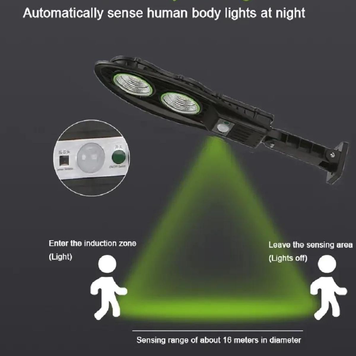 GENERICO - Foco LED Solar 100W con Sensor de Movimiento y Control