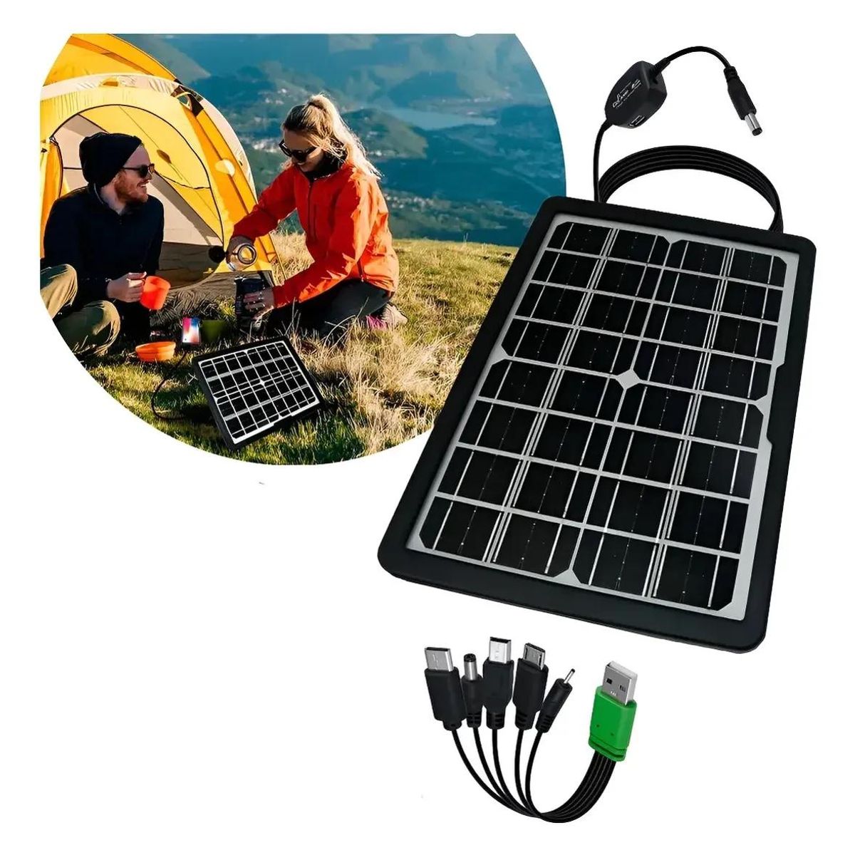 GENERICO - Panel Solar Portátil 8W con Puerto USB para Camping