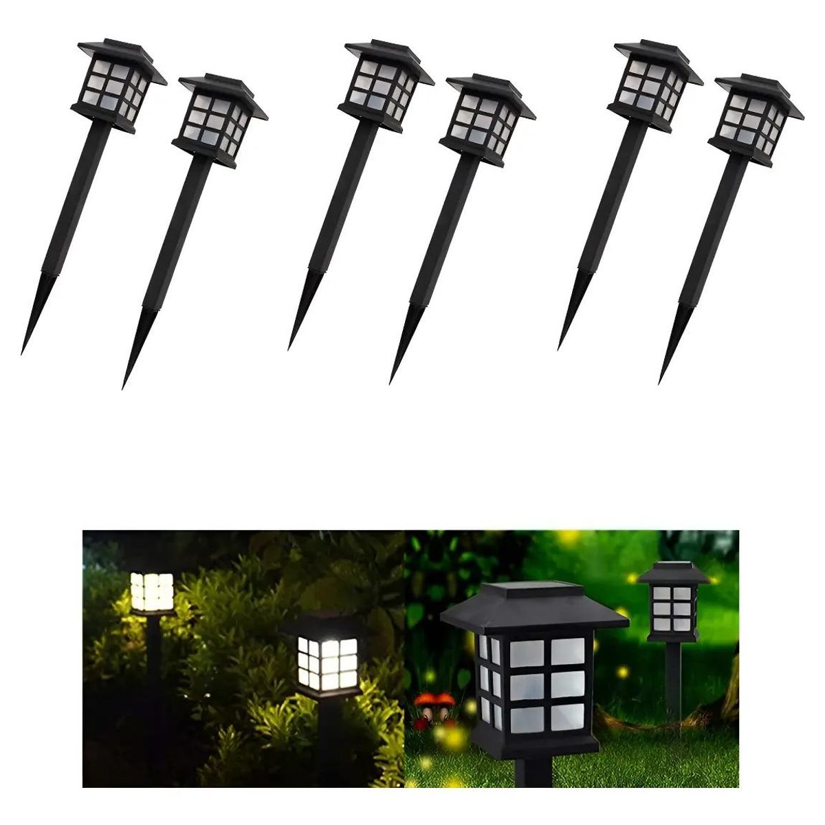 GENERICO - Pack 6 Lámparas Solares Farol LED para Jardín