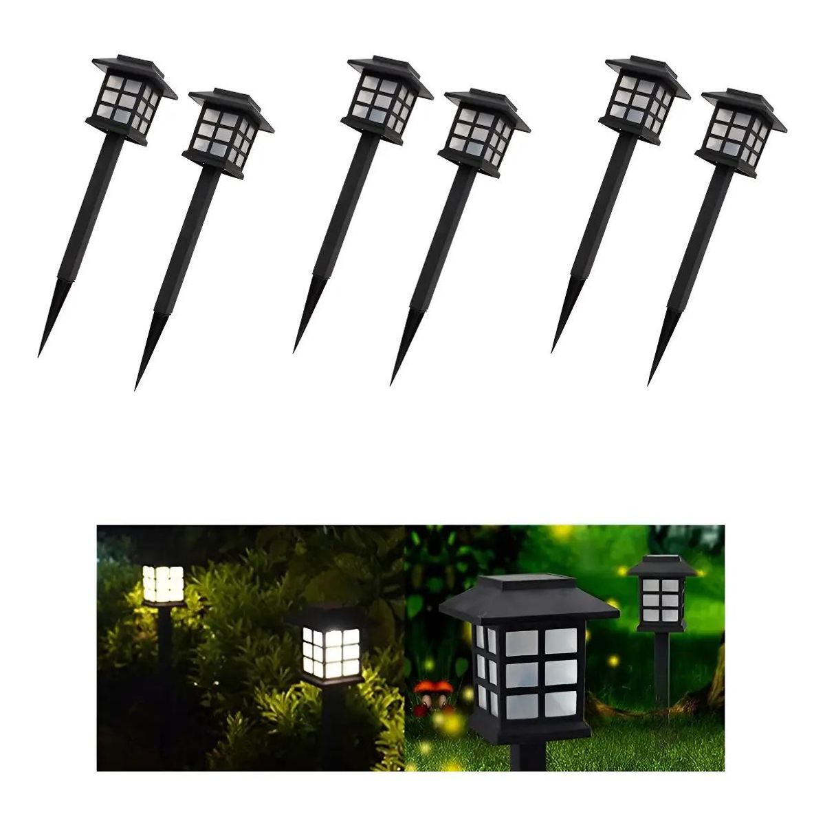 GENERICO - Pack 6 Lámparas Solares Farol LED para Jardín