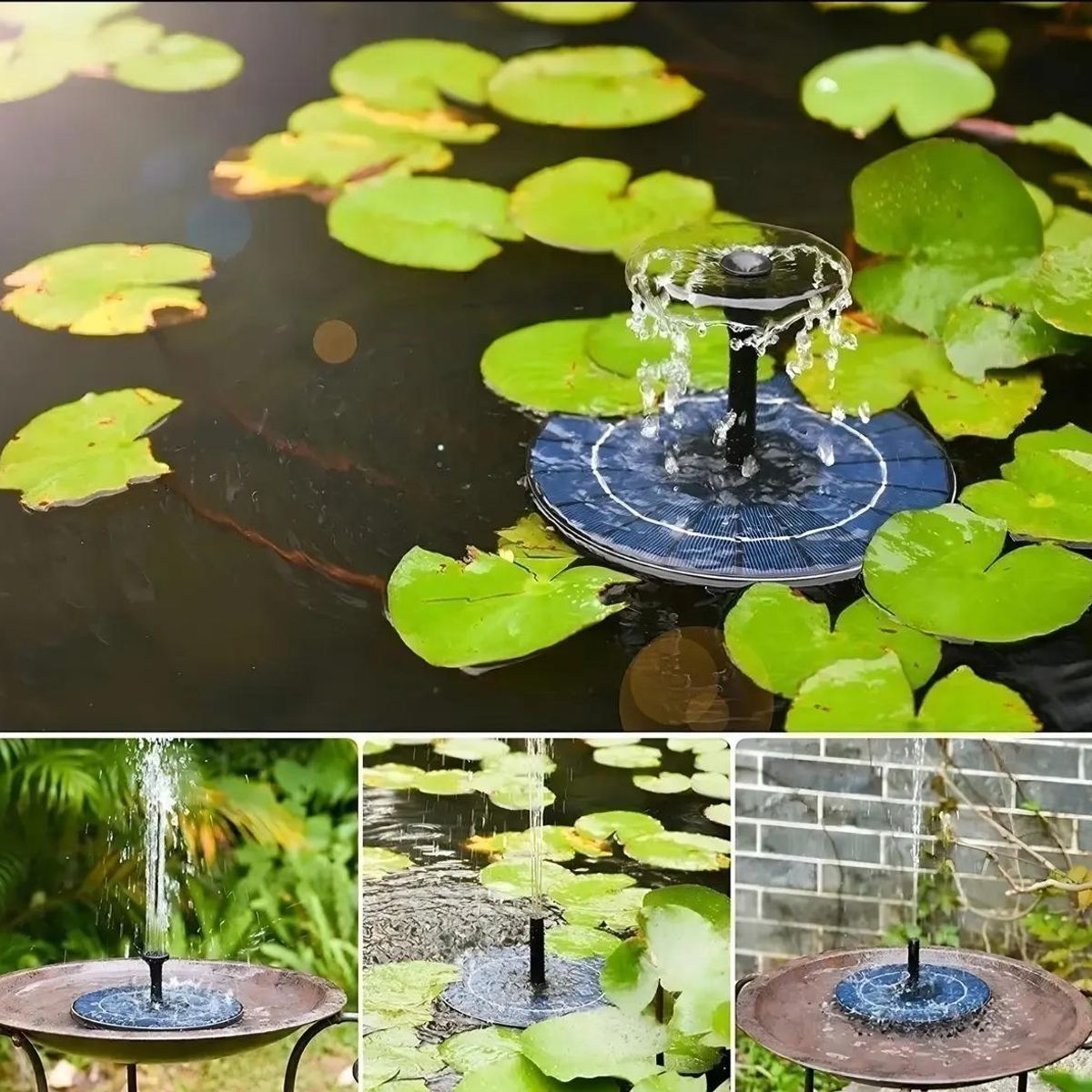 GENERICO - Fuente Solar Flotante con Bomba para Jardín