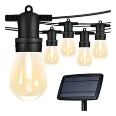 GENERICO - Guirnalda solar 10 luces LED vintage 5m cálidas IP65