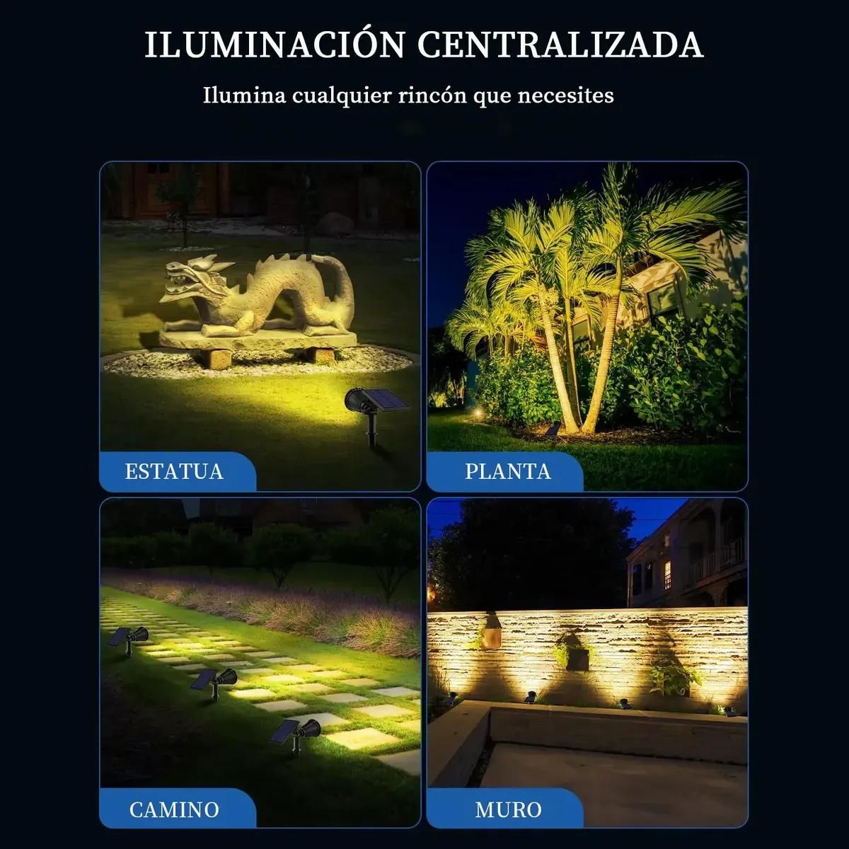 GENERICO - Foco Solar Estaca LED Impermeable Luz Cálida para Jardín