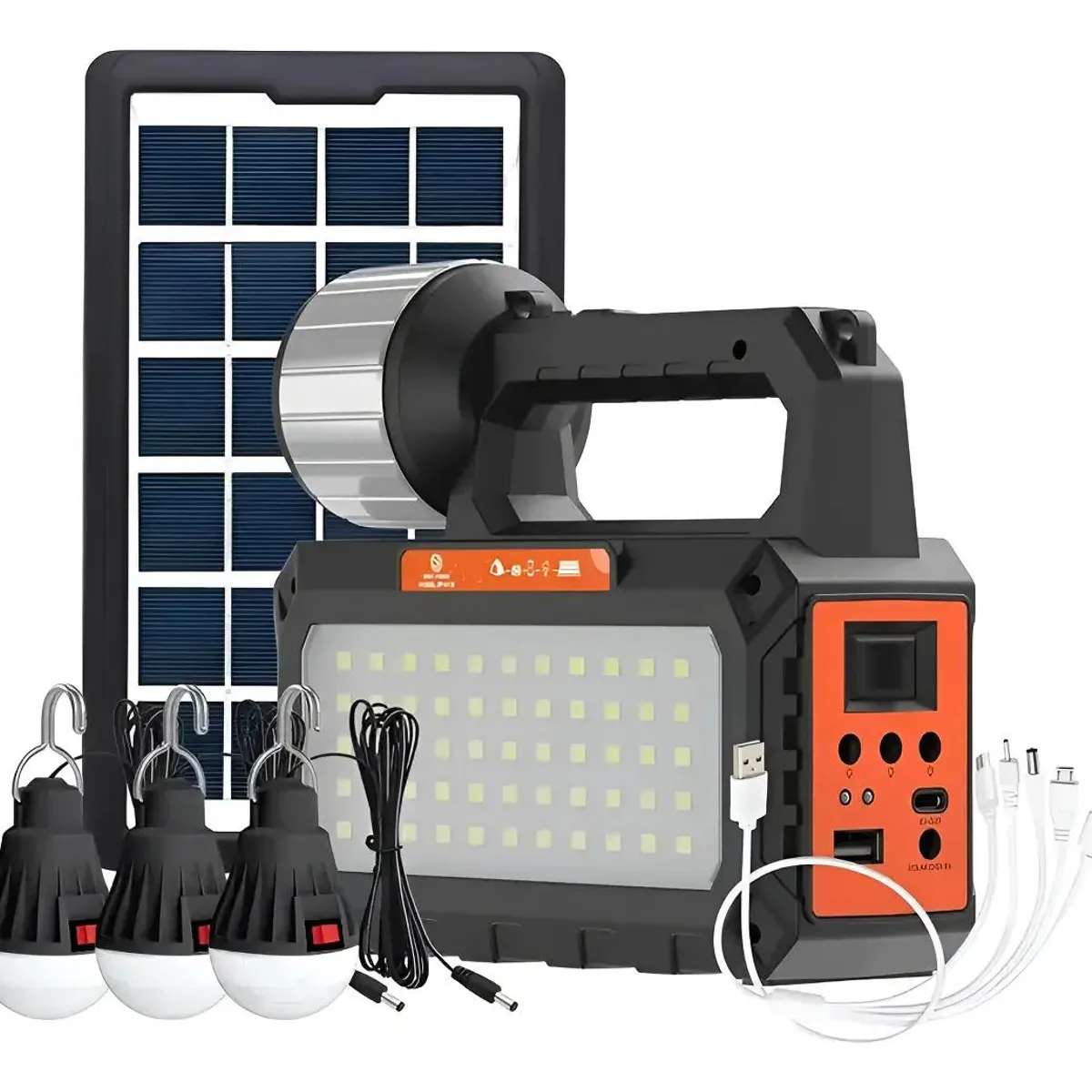 GENERICO - Kit de energía solar con ampolletas, linterna, USB yradio