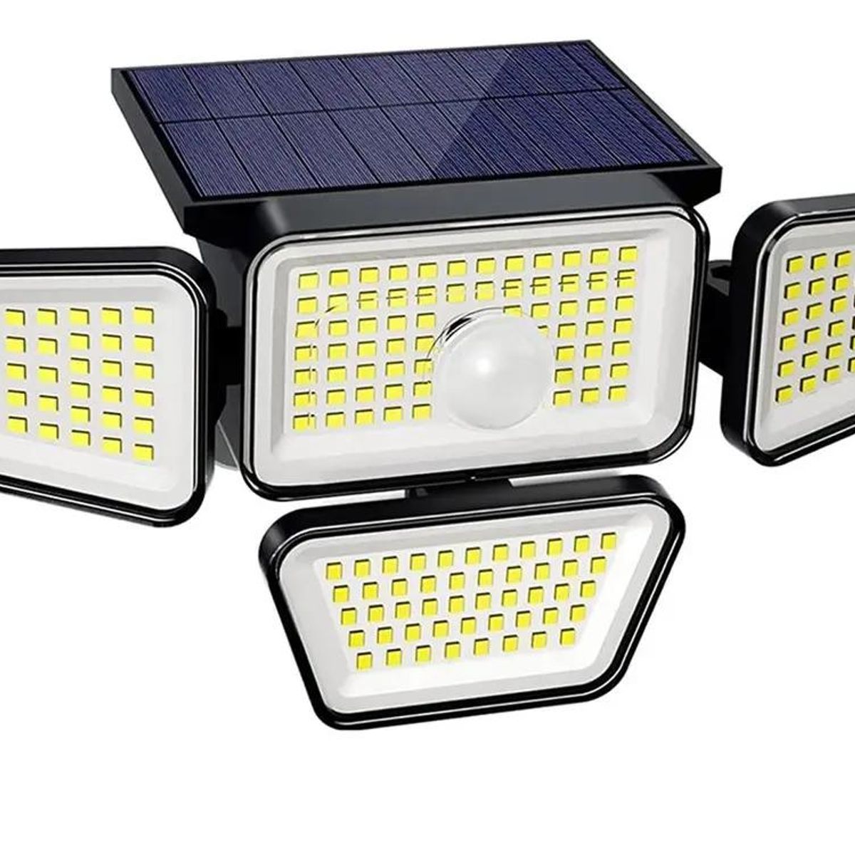 GENERICO - Foco LED Solar Exterior con Sensor y 4 Luces Cálidas