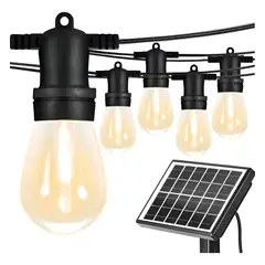 GENERICO - Guirnalda Solar LED Exterior 10 Luces Blanco Cálido 5m